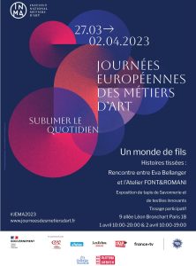 Exposition dans le quartier Chapelle International mettant en conversation les travaux de la tisserande Eva Bellanger et de notre atelier.